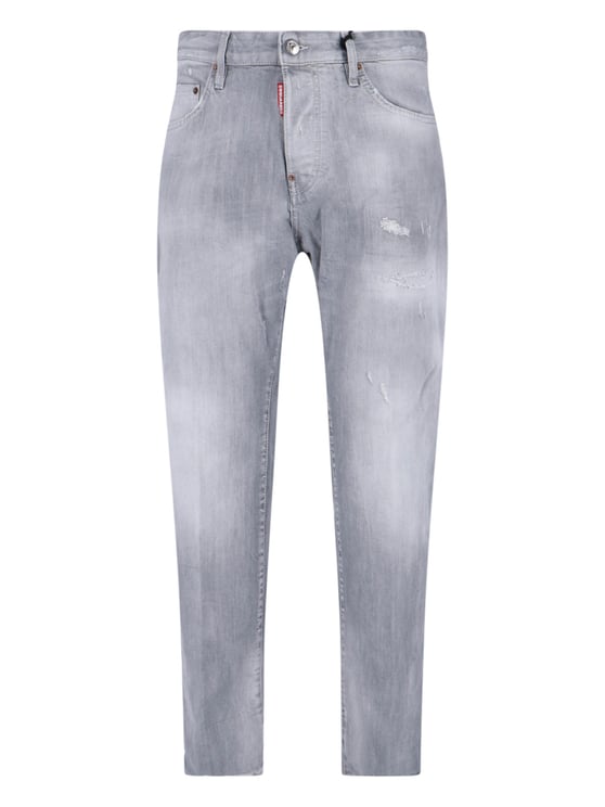 Dsquared2 Straight-Leg Denim Jeans with Textured Grey Wash