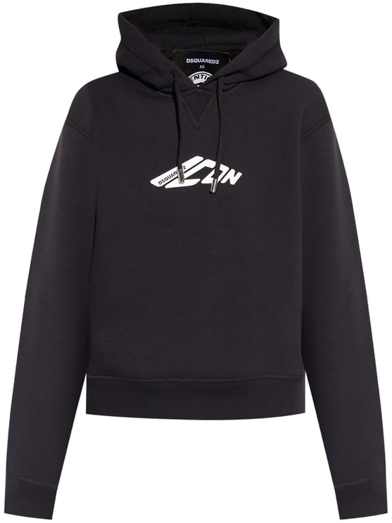 Dsquared2 Iconic Black Hooded Logo Cotton Sweatshirt