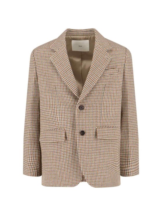 DUNST Single-Breasted Wool Blend Blazer – Beige