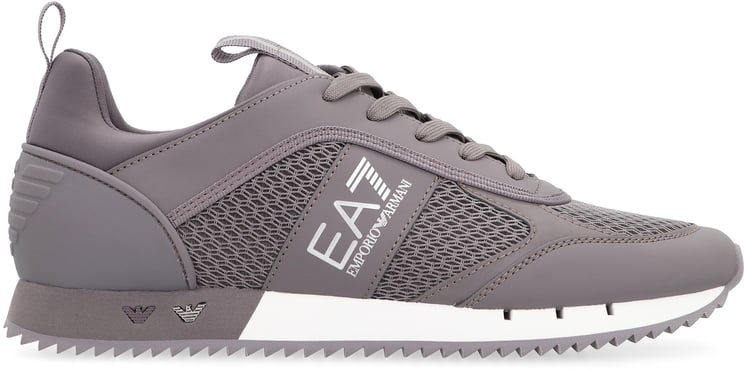 EA7 Mesh and vegan leather low-top sneakers