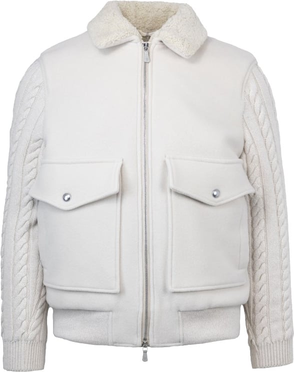Eleventy Jacket With Knit Inserts - Beige
