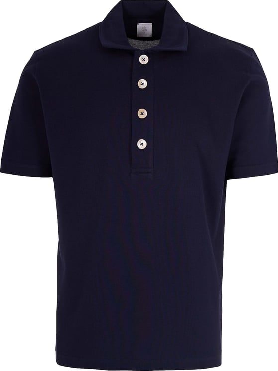 Eleventy Blue Half Sleeve Polo