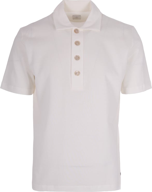 Eleventy White Half Sleeve Polo