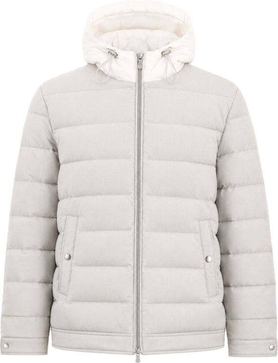 Eleventy Eleventy Hooded Puffer Jacket in Beige, Size 50 IT