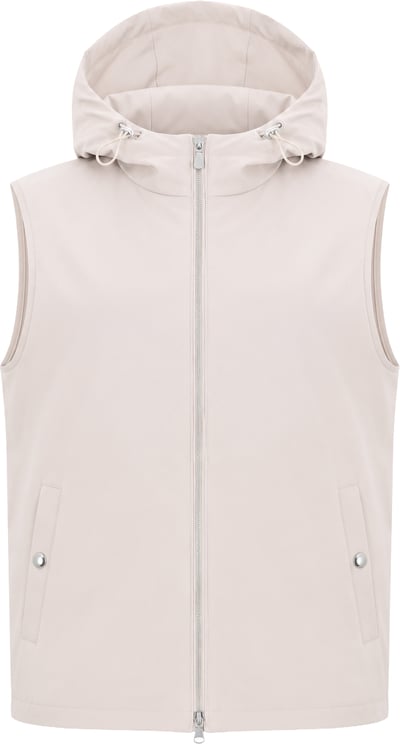 Eleventy Eleventy Hooded Zip-Front Vest in Beige, Size 50 IT