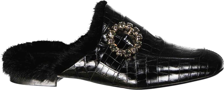 Eleventy Eleventy Leather Fur Mules