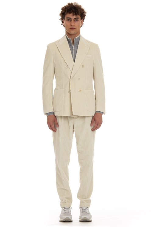 Eleventy Double-Breasted Velvet Jacket Costa Roccia