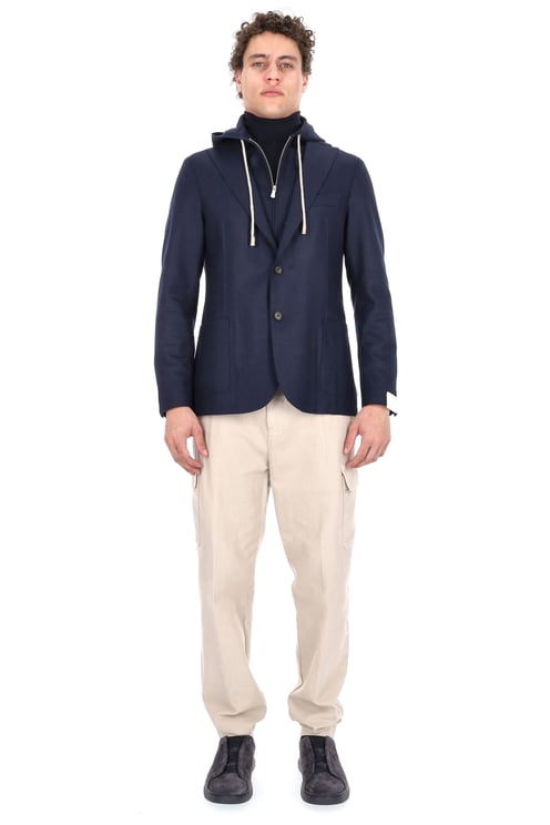 Eleventy Jersey Wool Jacket with Detachable Yoke
