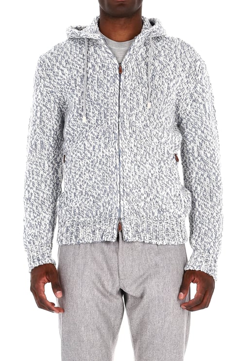 Eleventy Mouliné Full Zip Cashmere Hoodie