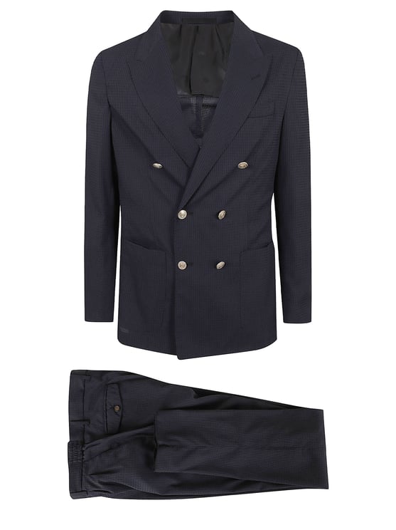 Eleventy Double-Breasted Blazer in Lightweight Textured Fabric