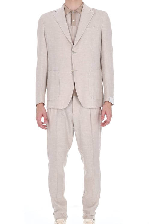 Eleventy Cross-Ply Zegna Fabric Beige Suit