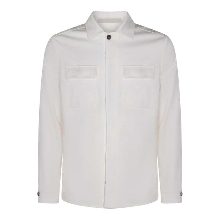 Eleventy Structured White Jacket with Front Zipper Closure