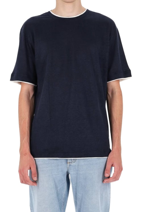 Eleventy High Neck Linen Jersey T-Shirt