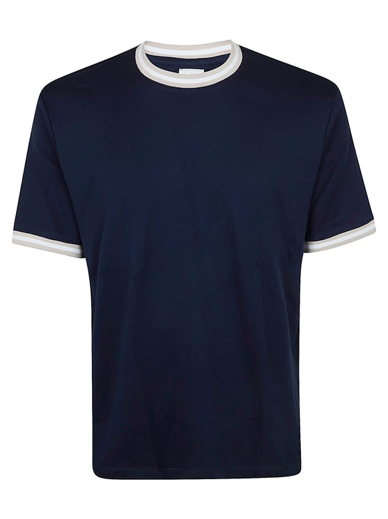 Eleventy Contrasting Knit Detail Cotton Jersey T-Shirt