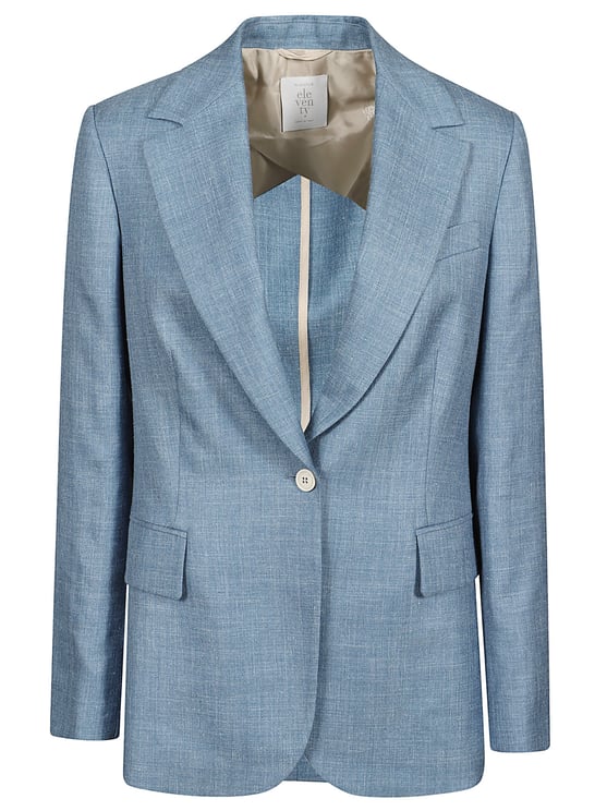Eleventy Refined Blue Blazer With Tailored Silhouette And Flap Pockets