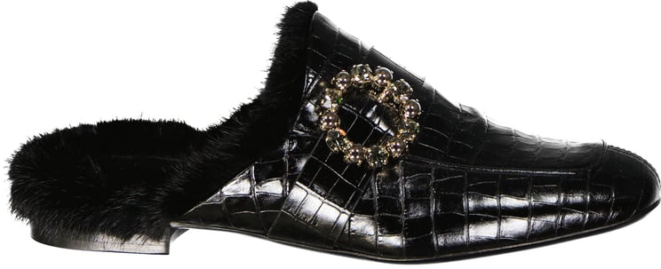 Eleventy Eleventy Leather Fur Mules