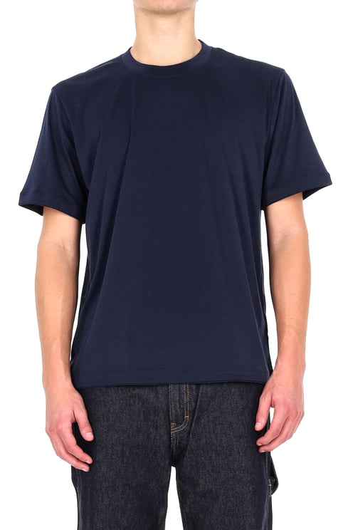 Eleventy Blue Double-Trim Cotton T-Shirt