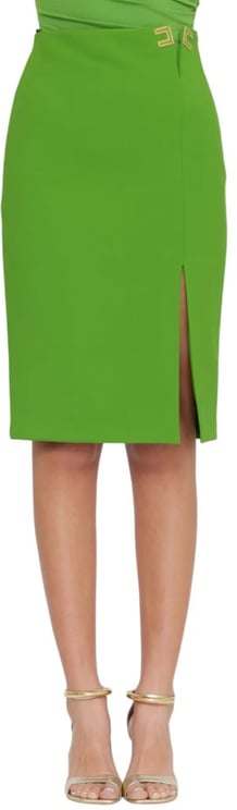 Elisabetta Franchi Double Stretch Crepe Side Slit Skirt