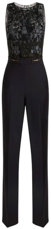 Elisabetta Franchi Sleeveless Crepe Embroidered Jumpsuit