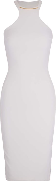 Elisabetta Franchi Ivory Dress With Gold Detail