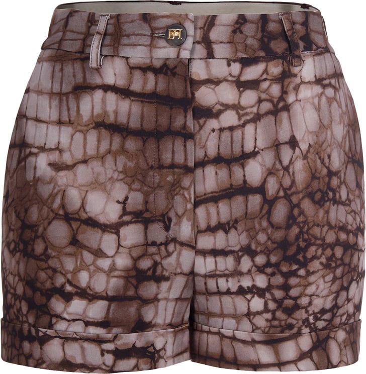 Elisabetta Franchi Cuffed Jersey Shorts with Alligator-Inspired Print