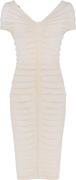 Elisabetta Franchi Cotton Viscose Embossed Midi Dress