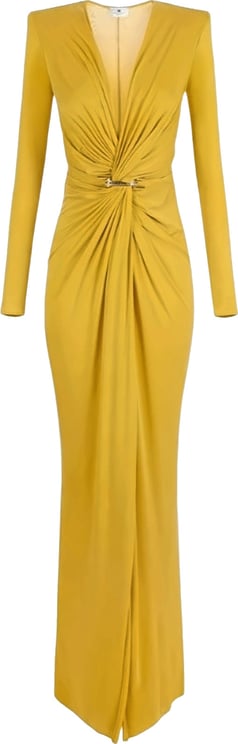 Elisabetta Franchi Red Carpet Dress In Cupro Jersey With Jewel Logo