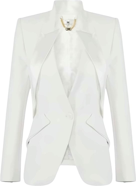 Elisabetta Franchi Lightweight Crepe Satin Lapel Blazer