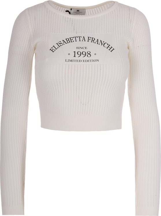 Elisabetta Franchi Knitted Top With Printed Logo