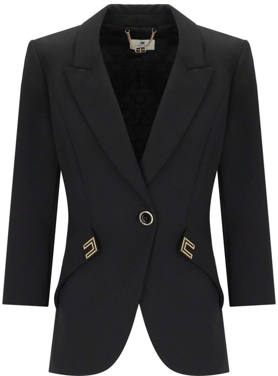 Elisabetta Franchi ELISABETTA FRANCHI SINGLE BREASTED BLAZER WITH LOGO