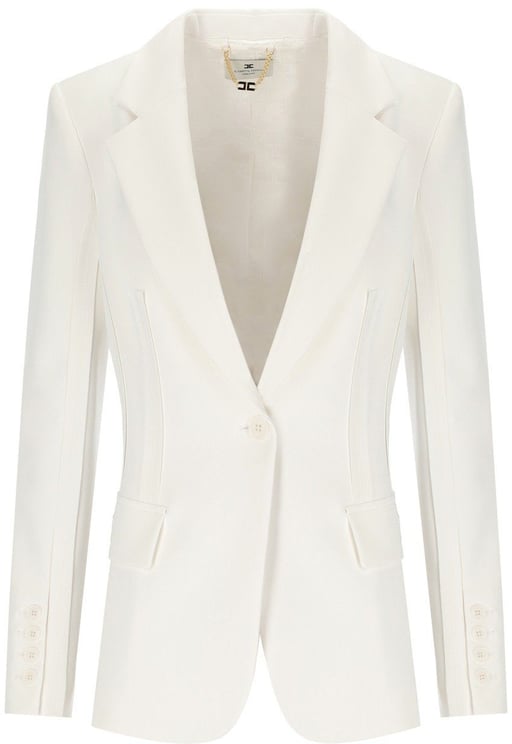Elisabetta Franchi ELISABETTA FRANCHI IVORY SINGLE-BREASTED BLAZER