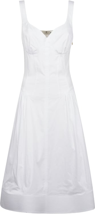 Elisabetta Franchi Gathered Midi Dress White