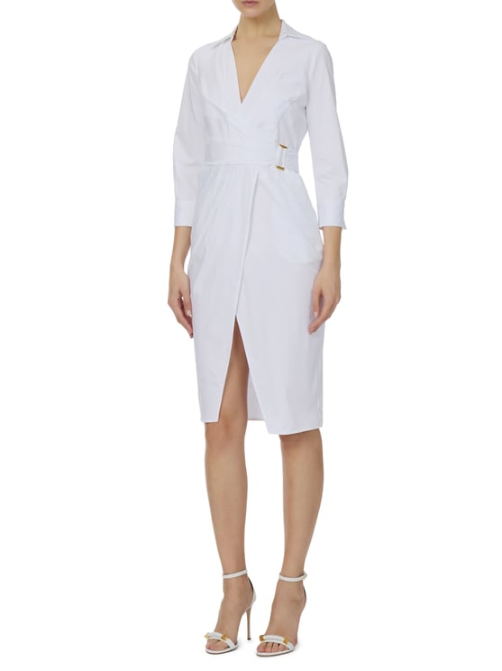 Elisabetta Franchi Tailored Wrap Dress with Deep V-Neck