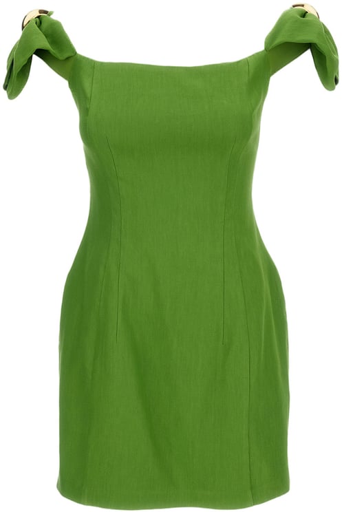 Elisabetta Franchi Green Linen Blend Mini Dress
