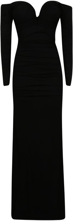 Elisabetta Franchi Red Carpet Long Sleeve Dress Black