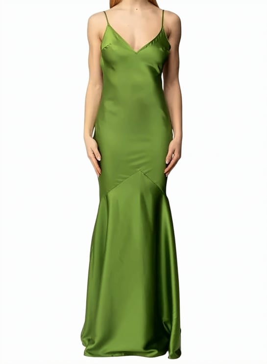 Elisabetta Franchi Red Carpet Satin Thin Straps Dress