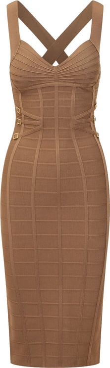 Elisabetta Franchi Abito Midi in Maglia con Spalline Incrociate