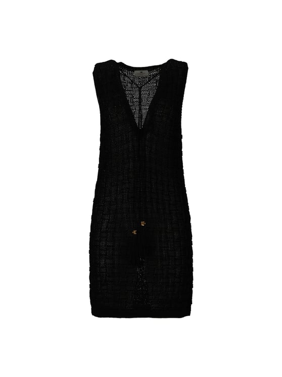 Elisabetta Franchi Sleeveless Open Weave Knit Dress