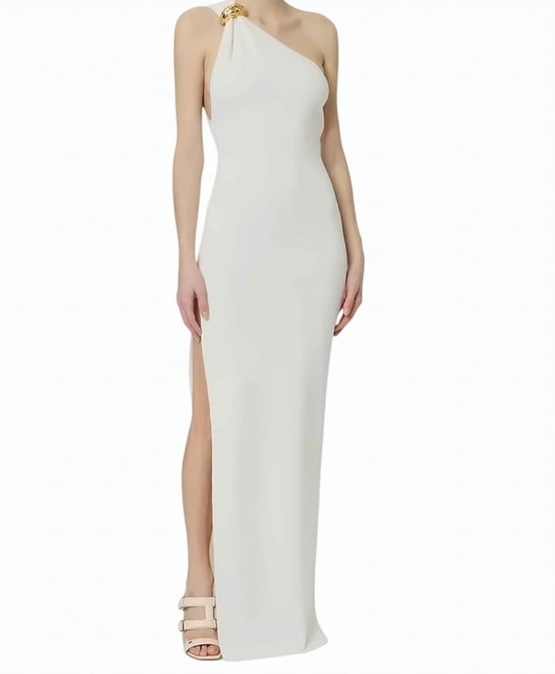 Elisabetta Franchi Red Carpet One Shoulder Knit Dress