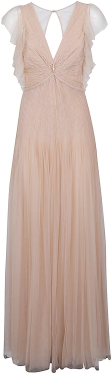 Elisabetta Franchi Long Dress Nude
