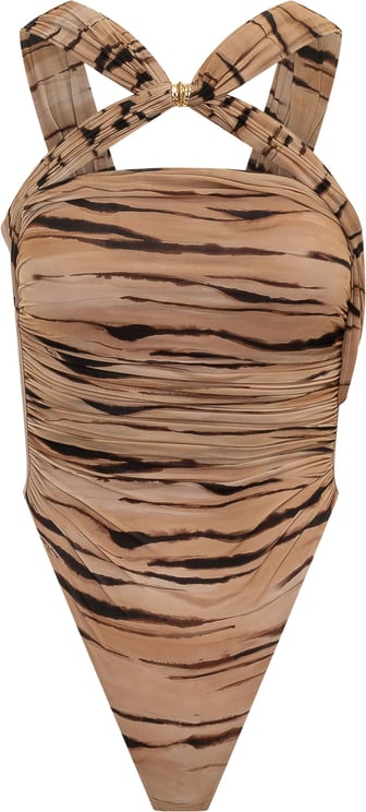 Elisabetta Franchi Body con Spalline Incrociate e Stampa