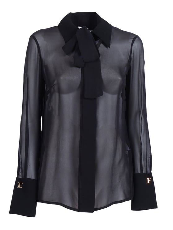Elisabetta Franchi Semi Transparent Silk Bow Blouse