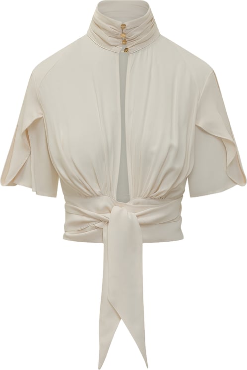Elisabetta Franchi Blusa con Collo Alto e Cintura