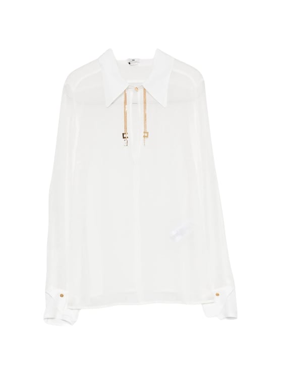 Elisabetta Franchi Camicia Sheer White Blouse