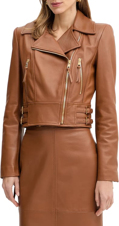 Elisabetta Franchi Jackets Leather Brown