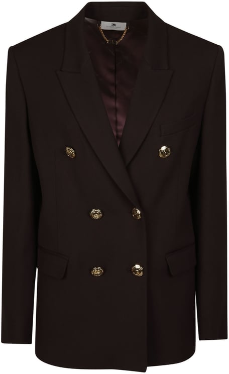 Elisabetta Franchi Double Breasted Jacket Brown