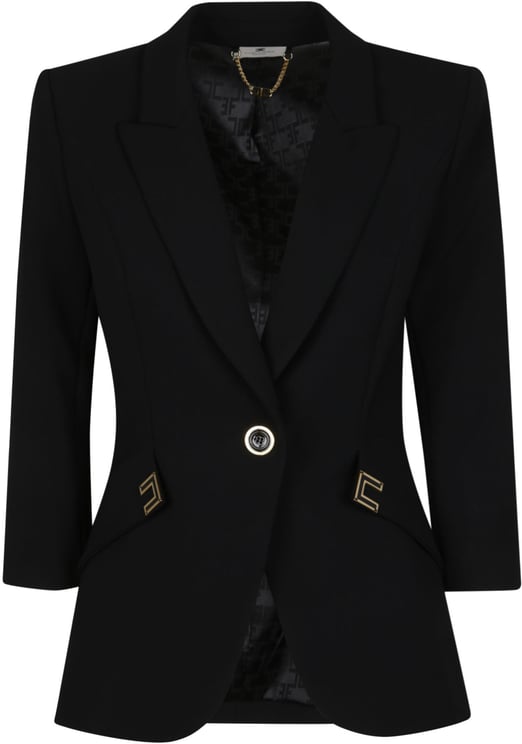 Elisabetta Franchi Three Quarter Sleeve Essential Jacket Black