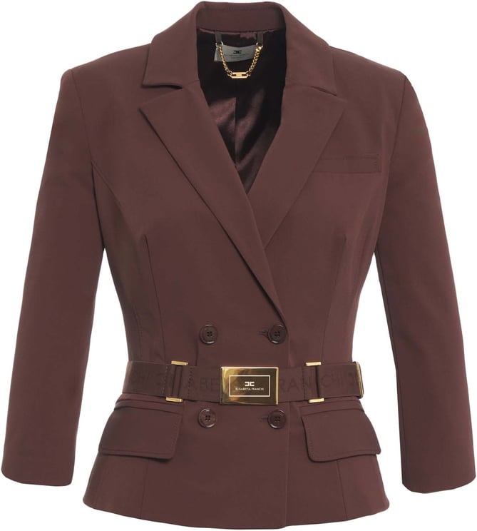 Elisabetta Franchi Double-breasted blazer with waist belt