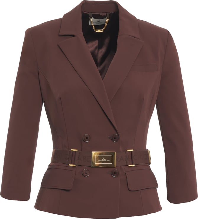 Elisabetta Franchi Double-breasted blazer with waist belt