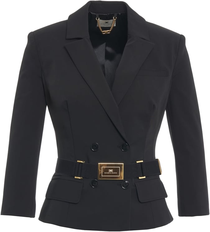 Elisabetta Franchi Double-breasted blazer with waist belt